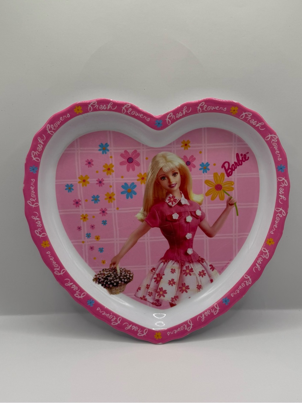 Vintage Heart Shaped Barbie Plastic Plate Kids Dish